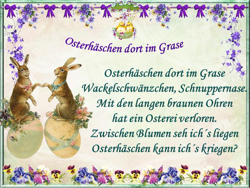 Osterhäschen dort im Grase Osterhäschen dort im