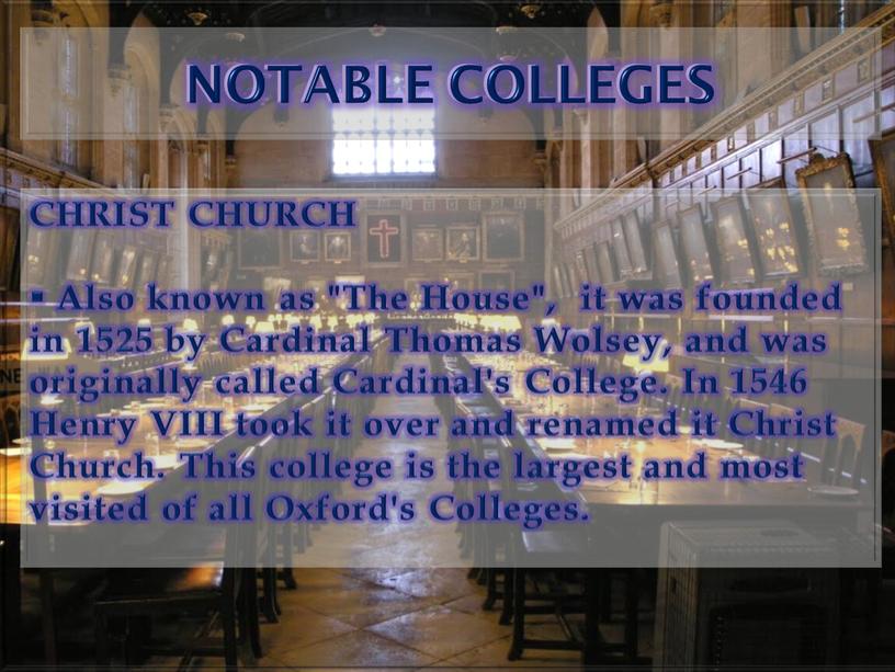 NOTABLE COLLEGES NOTABLE COLLEGES