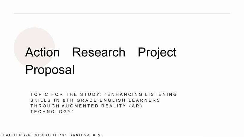 Action Research Project Proposal