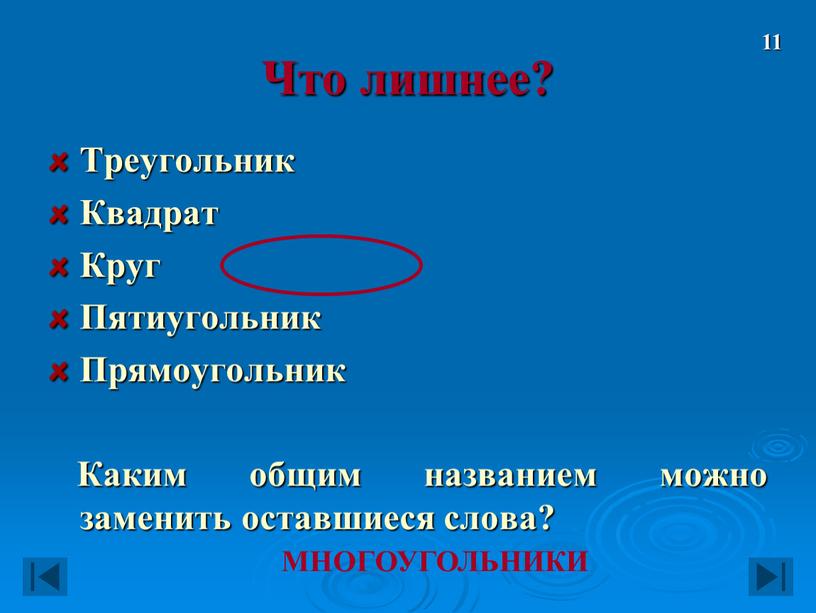 Что лишнее? Треугольник Квадрат