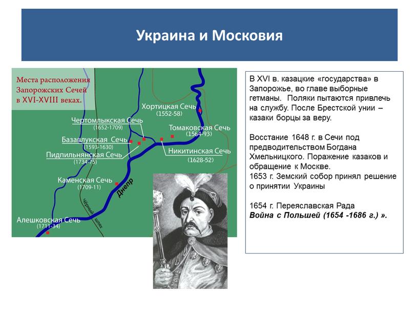 Украина и Московия В XVI в. казацкие «государства» в