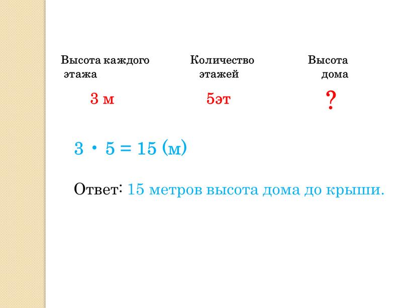 Высота каждого Количество