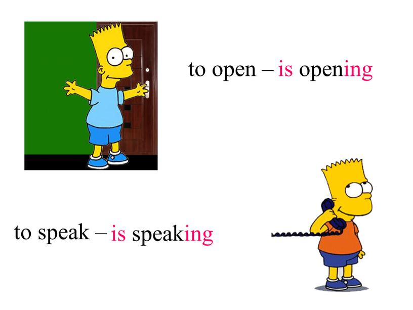 to open – to speak – is opening is speaking