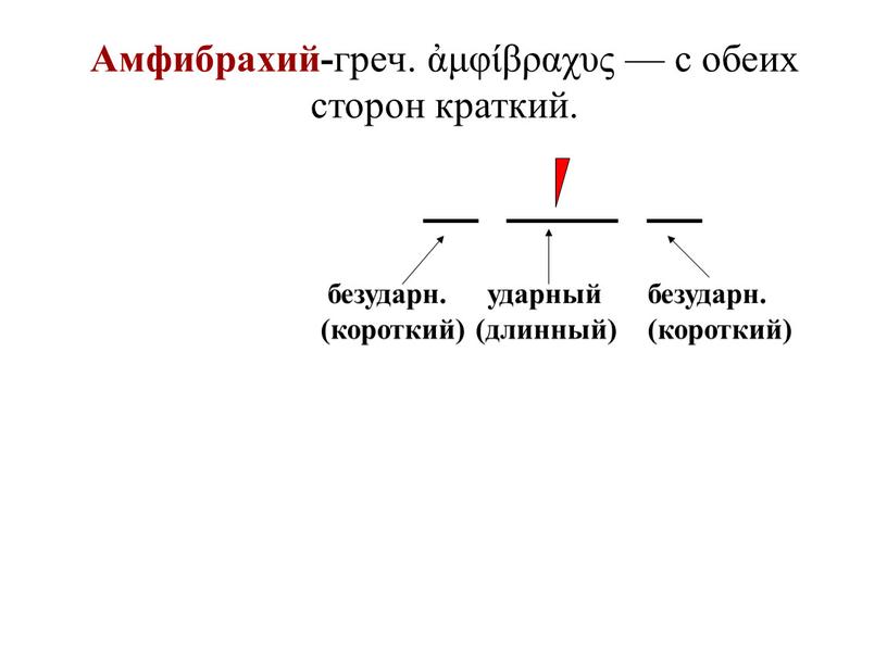 Амфибрахий- греч. ἀμφίβραχυς — с обеих сторон краткий