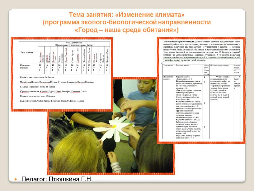 Тема занятия: «Изменение климата» (программа эколого-биологической направленности «Город – наша среда обитания»)