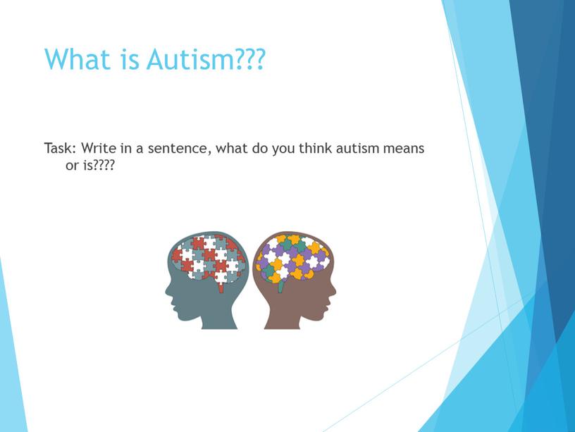 What is Autism??? Task: Write in a sentence, what do you think autism means or is????