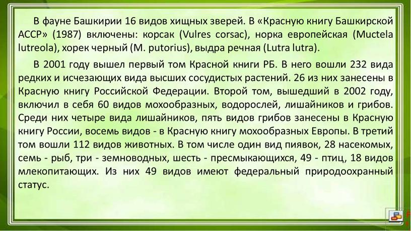 В фауне Башкирии 16 видов хищных зверей