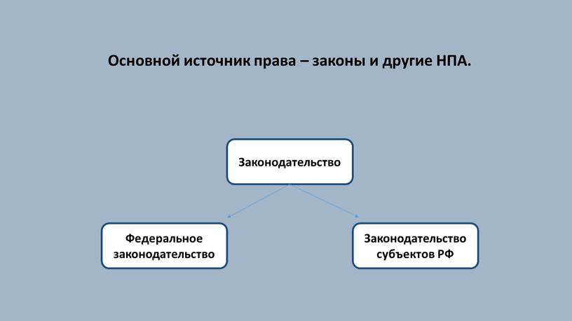 Основной источник права – законы и другие