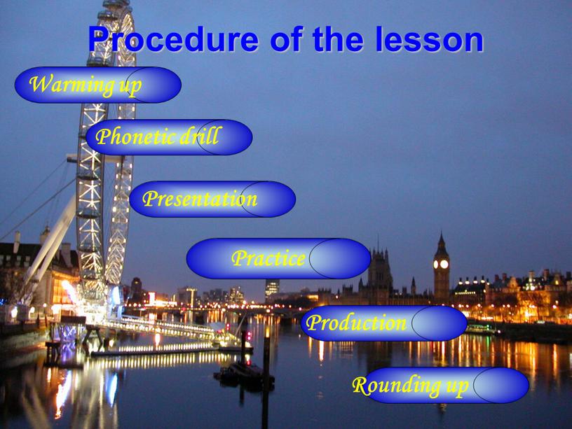 Procedure of the lesson Warming up