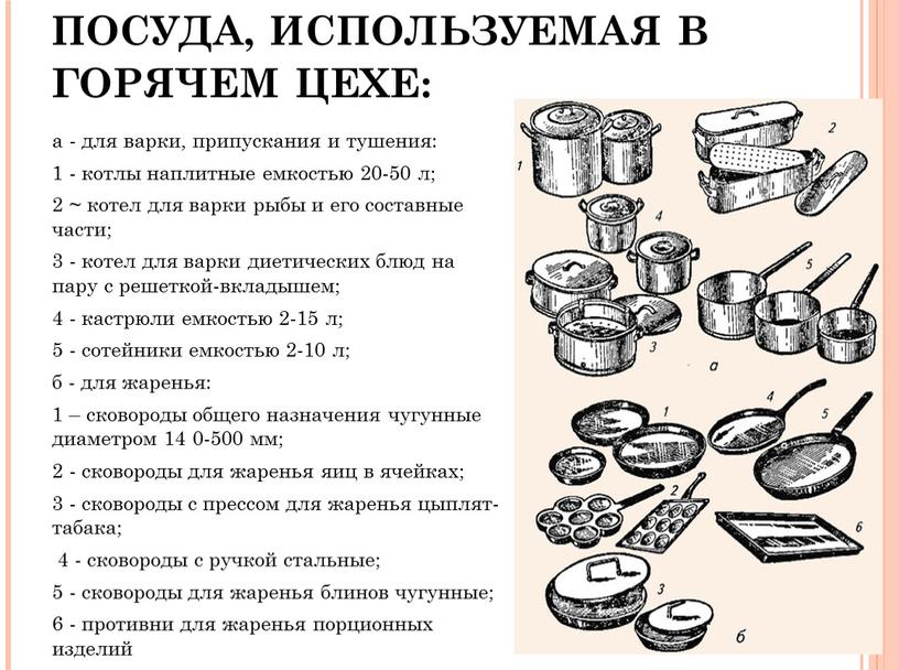 ПОСУДА, ИСПОЛЬЗУЕМАЯ В ГОРЯЧЕМ