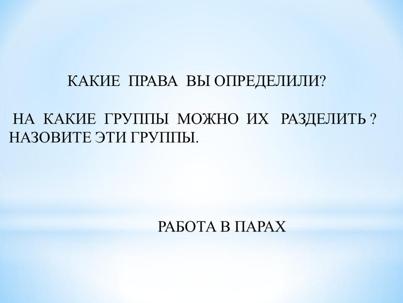 КАКИЕ ПРАВА ВЫ ОПРЕДЕЛИЛИ? НА