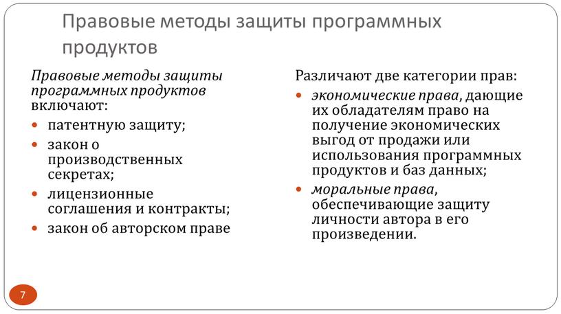 Правовые методы защиты программных продуктов