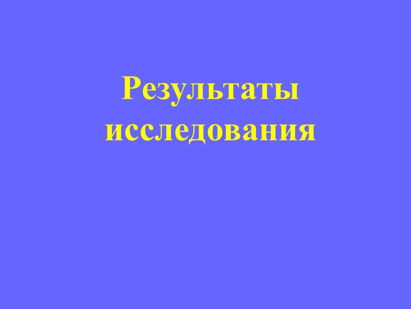 Результаты исследования