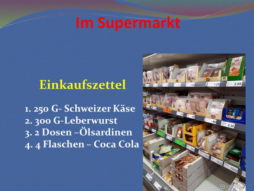 Im Supermarkt Einkaufszettel 1