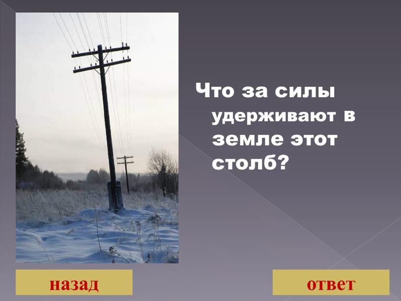 Что за силы удерживают в земле этот столб? назад ответ