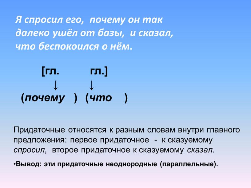 Я спросил его, почему он так далеко ушёл от базы, и сказал, что беспокоился о нём