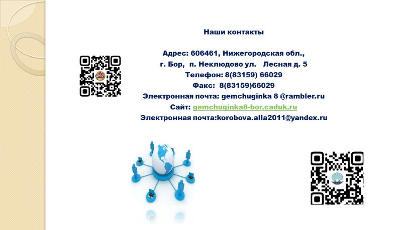 Наши контакты Адрес: 606461, Нижегородская обл