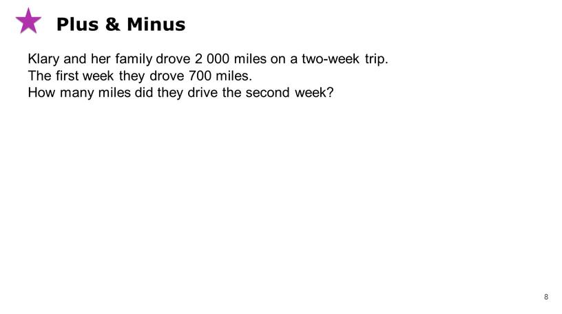 Plus & Minus Klary and her family drove 2 000 miles on a two-week trip