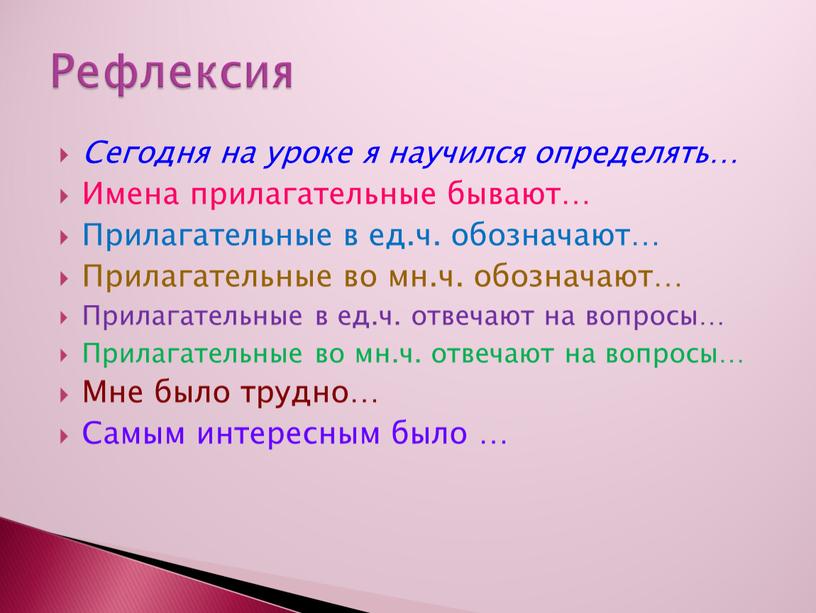 Сегодня на уроке я научился определять…