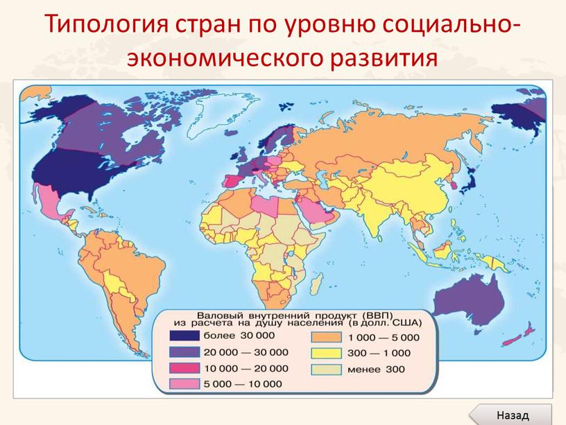 При таком делении учитывается совокупность экономических показателей характеризующих масштабы, структуру и состояние экономики уровень экономического развития уровень жизни населения