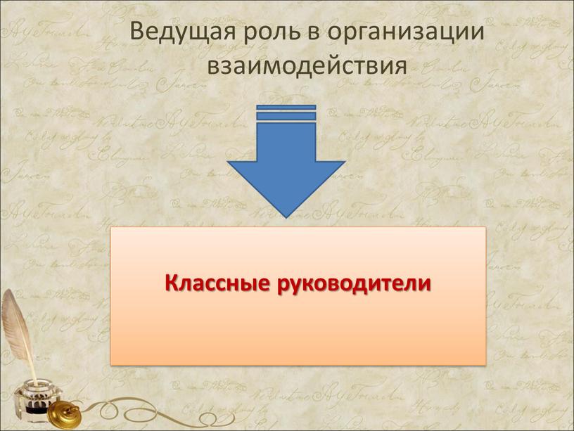 Ведущая роль в организации взаимодействия