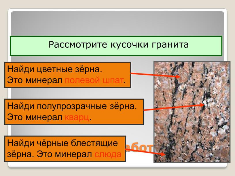 Практическая работа Рассмотрите кусочки гранита