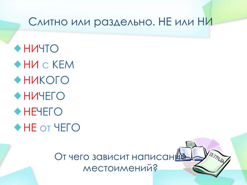 Слитно или раздельно. НЕ или НИ