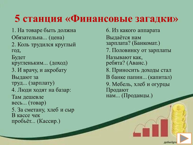 Финансовые загадки» 1. На товаре быть должна