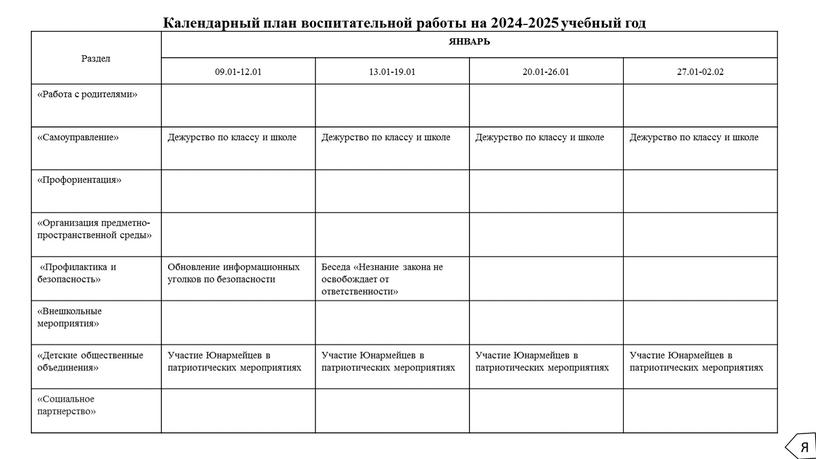 Раздел ЯНВАРЬ 09.01-12.01 13.01-19