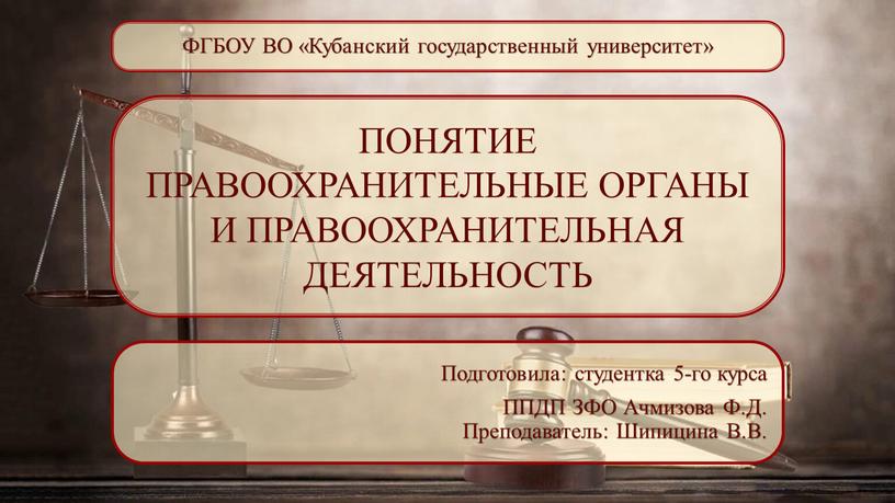 ПОНЯТИЕ ПРАВООХРАНИТЕЛЬНЫЕ ОРГАНЫ