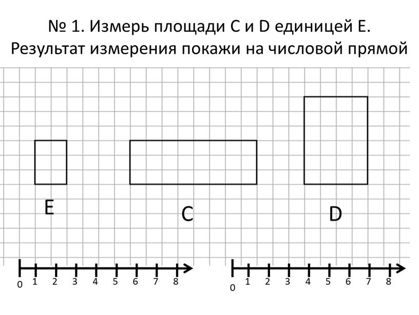 Измерь площади С и D единицей E