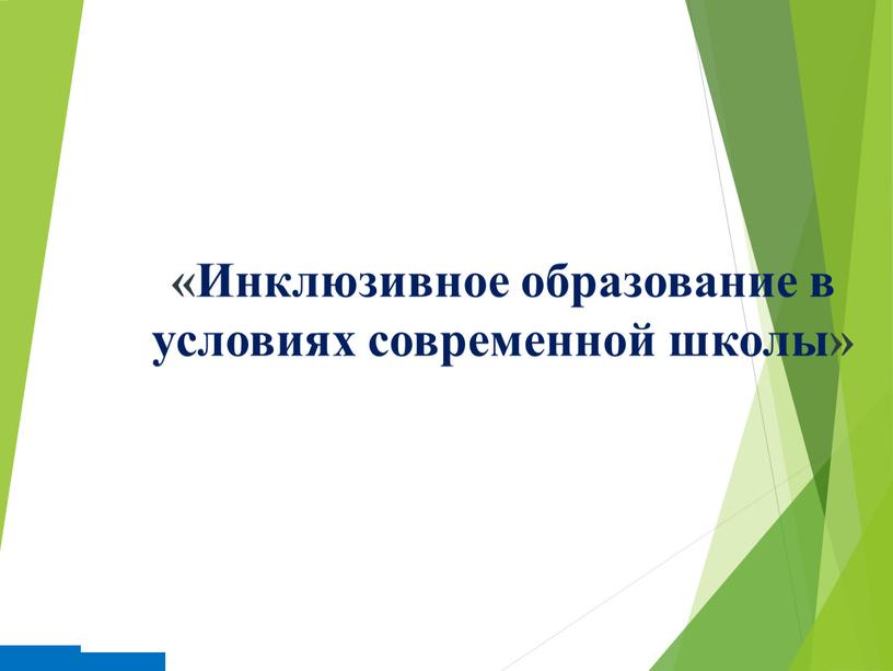 Инклюзивное образование в условиях современной школы»