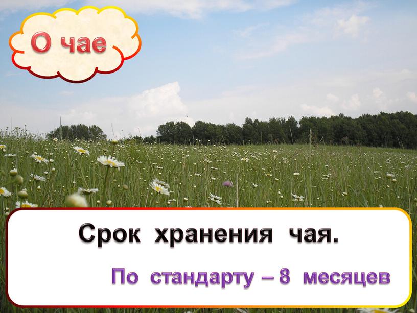 О чае Срок хранения чая. По стандарту – 8 месяцев