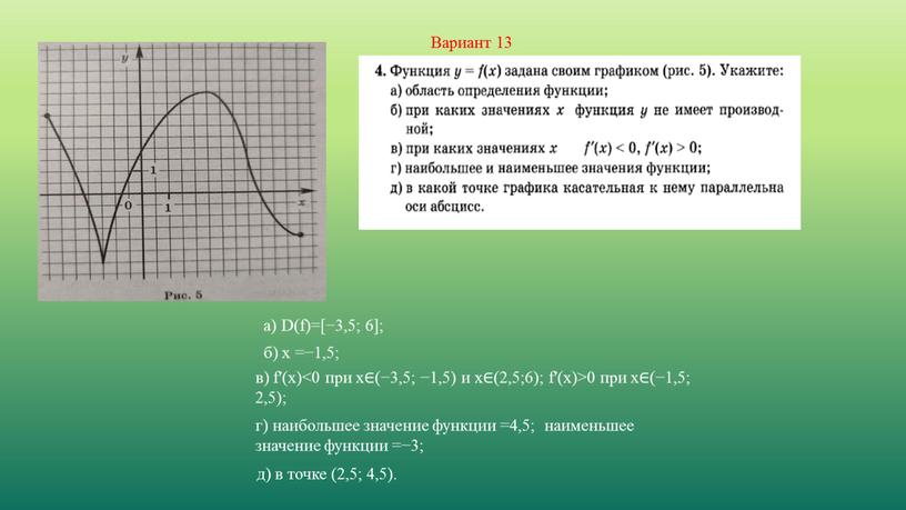 Вариант 13 д) в точке (2,5; 4,5)