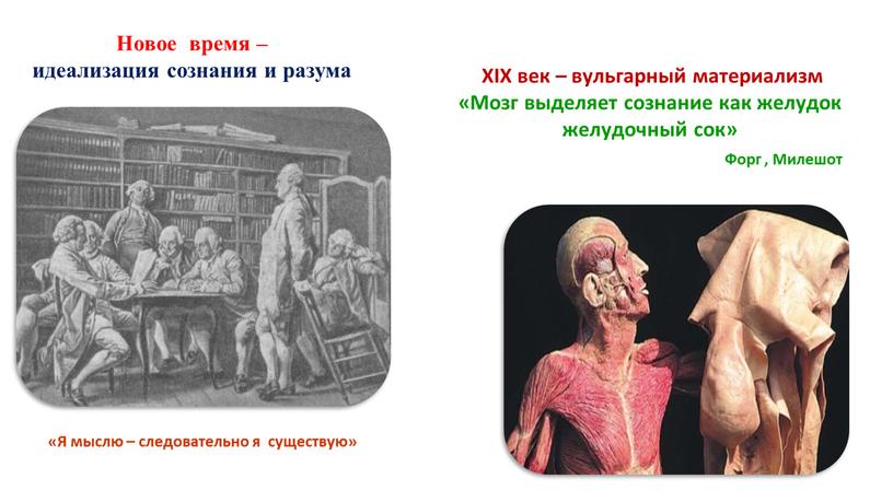 Новое время – идеализация сознания и разума «Я мыслю – следовательно я существую»