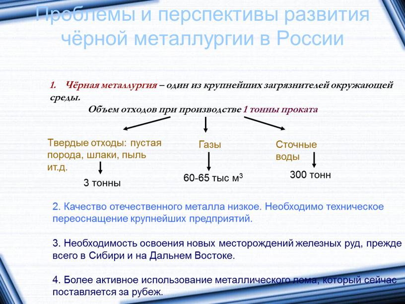 Проблемы и перспективы развития чёрной металлургии в