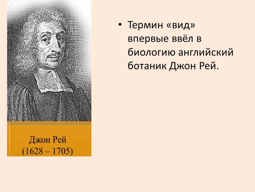 Термин «вид» впервые ввёл в биологию английский ботаник