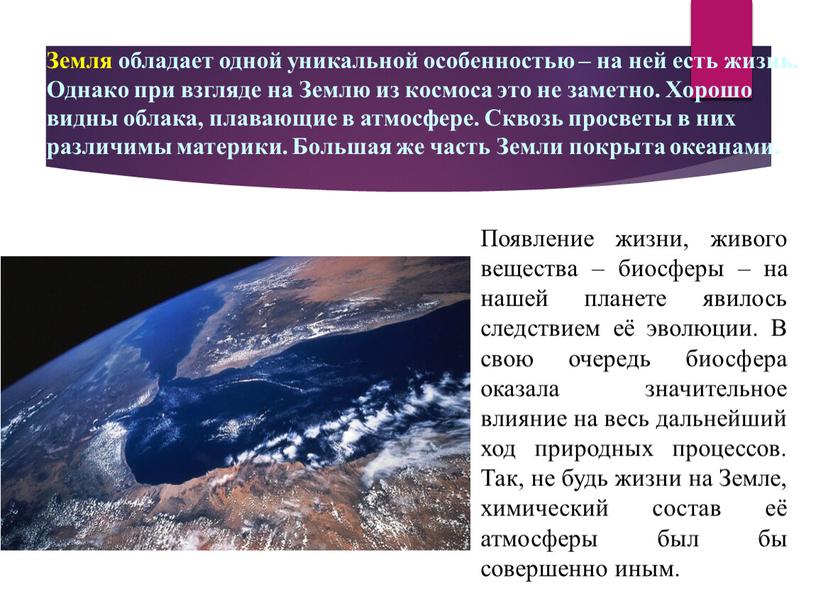 Земля обладает одной уникальной особенностью – на ней есть жизнь