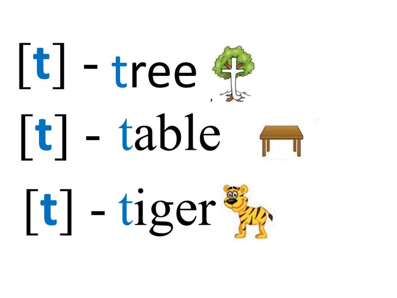 [ t ] - tree [ t ] - [ t ] - table tiger