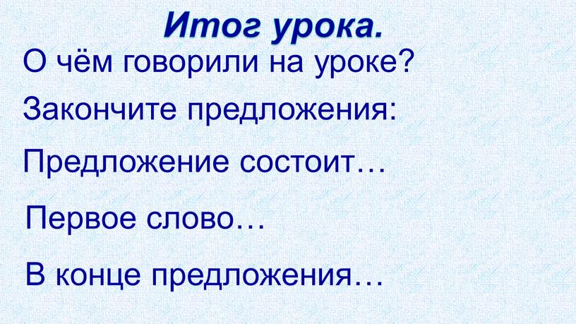 Итог урока. О чём говорили на уроке?