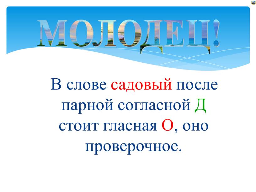 В слове садовый после парной согласной