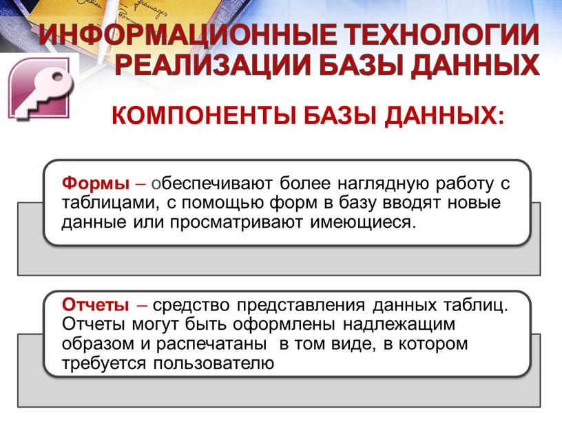 КОМПОНЕНТЫ БАЗЫ ДАННЫХ: ИНФОРМАЦИОННЫЕ