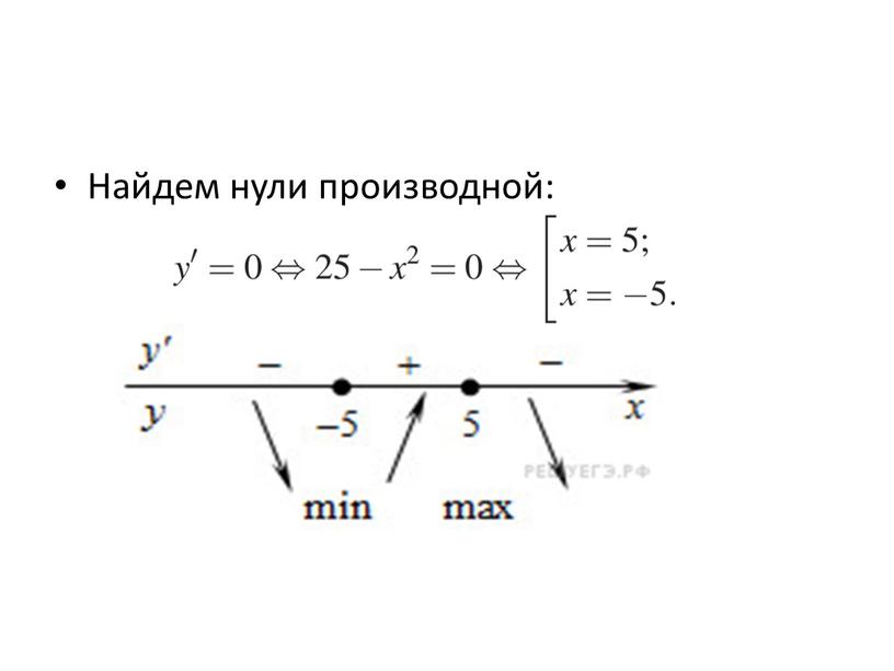 Найдем нули производной: