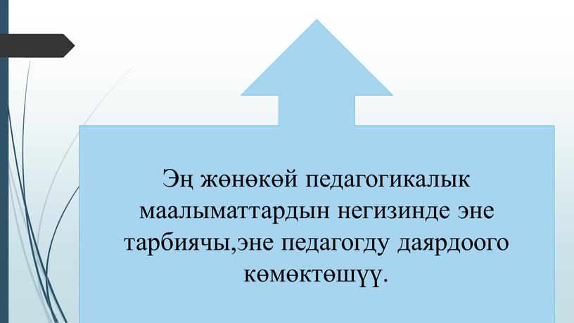 Эң жөнөкөй педагогикалык маалыматтардын негизинде эне тарбиячы,эне педагогду даярдоого көмөктөшүү