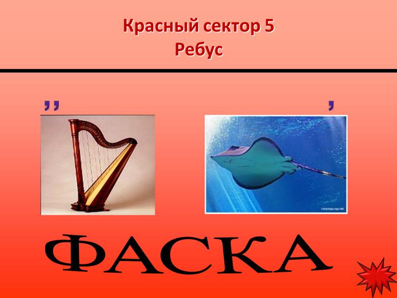 Красный сектор 5 Ребус ФАСКА ,, ,