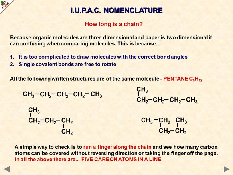 I.U.P.A.C. NOMENCLATURE How long is a chain?