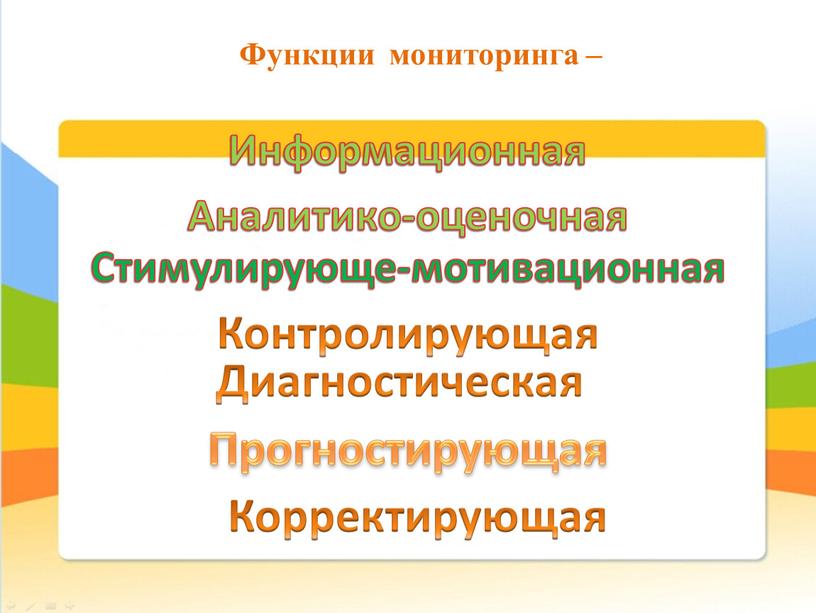 Функции мониторинга – Аналитико-оценочная