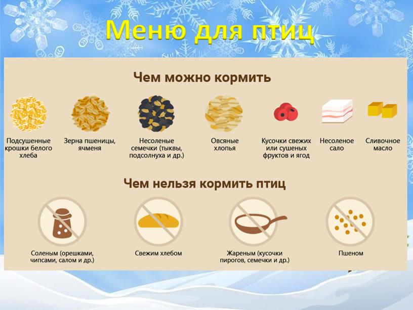 Меню для птиц