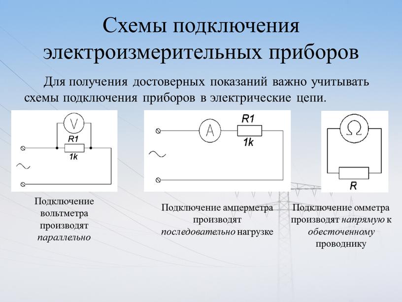 Схемы подключения электроизмерительных приборов