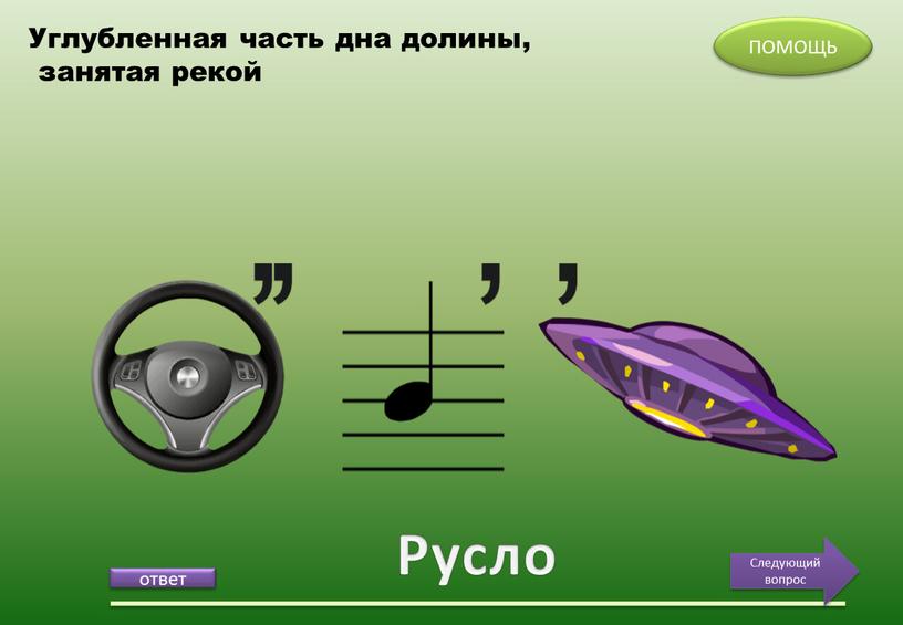 Русло ПОМОЩЬ Следующий вопрос Углубленная часть дна долины, занятая рекой